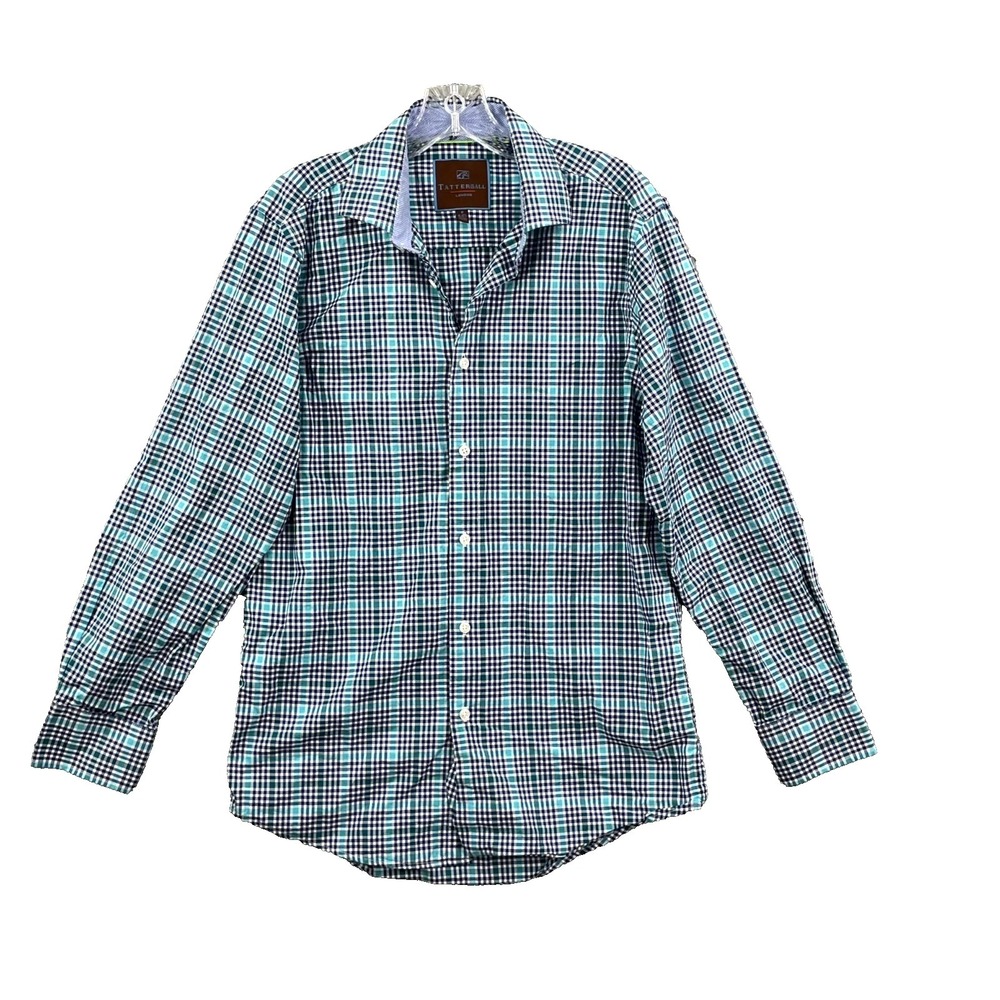 Tattersall London Dress Shirt Mens 15-15.5 Plaid Office Career‎ Formal Business